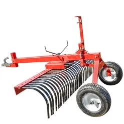 5' Landscape Rake With Wheels For ATV 24 Tines